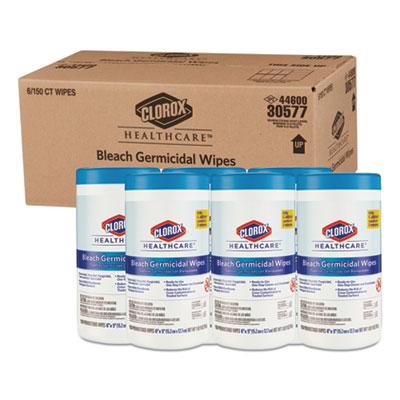 Clorox Bleach Germicidal Wipes, 6 x 5, Unscented, 150/Canister, 6 Canisters/Carton (30577CT)