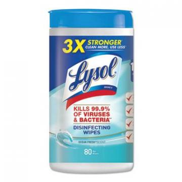 Lysol Disinfecting Wipes, 7 x 8, Ocean Fresh, 80 Wipes/Canister, 6 Canisters/Carton (77925CT)