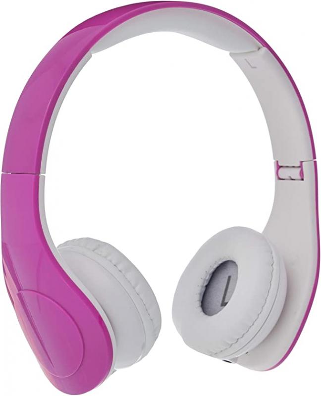 Amazon Basics Volume Limited Wired Over-Ear Headphones for Kids with Two Ports for Sharing, Pink