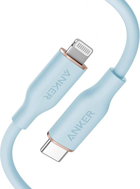 Anker PowerLine III Flow, USB C to Lightning Cable 3ft, Misty Blue