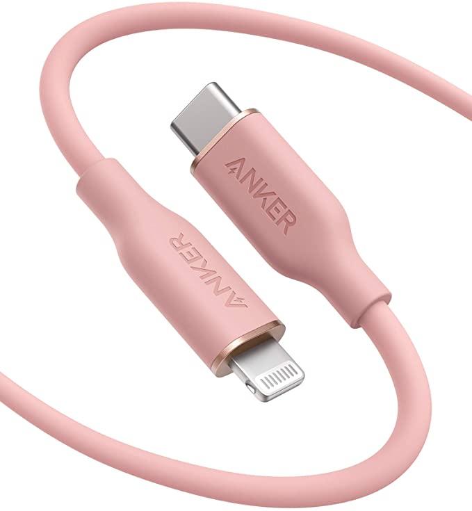 Anker PowerLine III Flow, USB C to Lightning Cable 6ft, Coral Pink