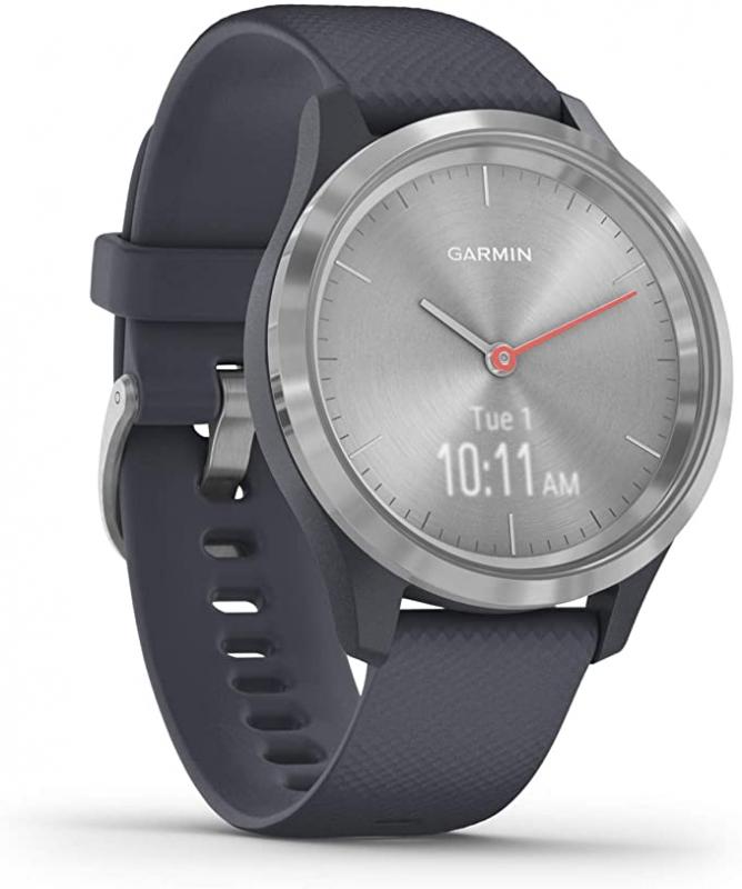 Garmin vivomove 3S Hybrid Smartwatch, Granite Blue Silicone with Silver Hardware