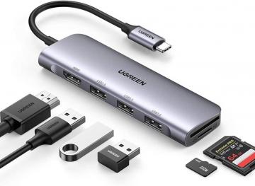 UGREEN USB C Hub HDMI Adapter 6-IN-1 Type C Hub with 4K HDMI USB 3.0 Data Transfer