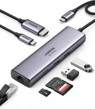 UGREEN USB C Hub Ethernet HDMI Type C Hub Adapter with 4K@60Hz HDMI Port, RJ45 Gigabit Ethernet