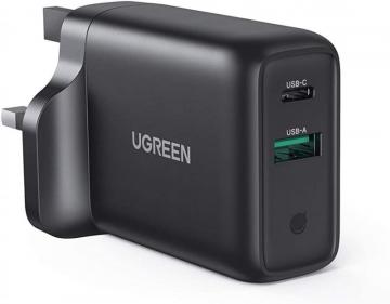 UGREEN USB C Plug Charger 36W 2-Port PD Fast Charger QC3.0 USB Wall Charger