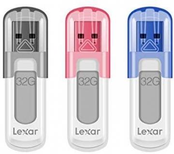 Lexar JumpDrive V100 32GB USB 3.0 Flash Drive, 3-Pack Gray, Pink, Blue