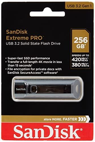 SanDisk 256GB Extreme PRO USB 3.1 Solid State Flash Drive - SDCZ880-256G-G46, Black