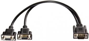 Amazon Basics Dual VGA Monitor Y Splitter Adapter Cable - 1-Foot, Black, 5-Pack