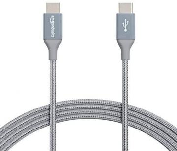 Amazon Basics 10 foot Nylon USB-C to USB-C 2.0 Fast Charging Cable, Dark Gray