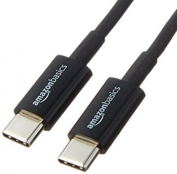 Amazon Basics USB Type-C to USB Type-C 2.0 Charging Cable - 6-Foot, Black, 5-Pack