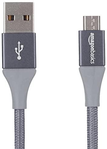 Amazon Basics Double Braided Nylon USB 2.0 A to Micro B Cable, 10 Feet, Dark Gray