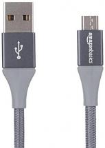 Amazon Basics Double Braided Nylon USB 2.0 A to Micro B Cable, 10 Feet, Dark Gray