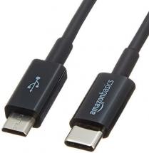 Amazon Basics USB Type-C to Micro-B 2.0 Cable - 3-Foot (0.9 Meters) - Black, 5-Pack