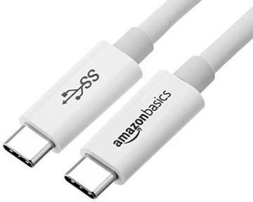 Amazon Basics USB Type-C to USB Type-C 3.1 Gen1 Adapter Charger Cable - 6 Feet (1.8 Meters) - White