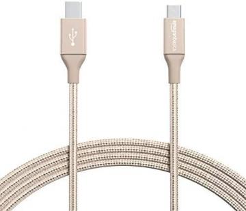 Amazon Basics Double Braided Nylon USB Type-C to Micro-B 2.0 Male Charging Cable | 10 feet, Gold