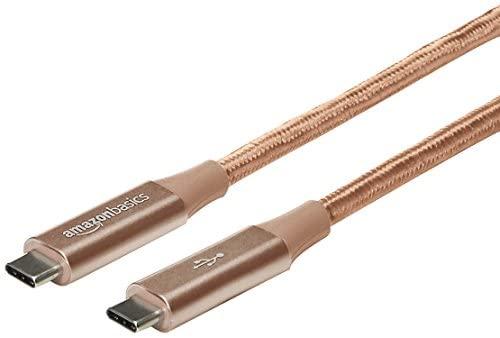 Amazon Basics 3 foot Nylon USB-C to USB-C 3.1 Gen 1 Cable with Power Delivery (5 Gbps), Gold