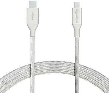 Amazon Basics Double Braided Nylon USB Type-C to Micro-B 2.0 Male Charger Cable | 10 feet, Silver