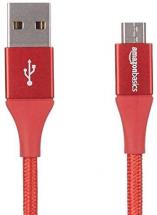 Amazon Basics Double Braided Nylon USB 2.0 A to Micro B Cable, 6 Feet, Red