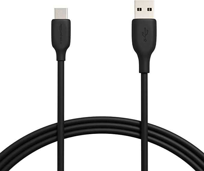 Amazon Basics Fast Charging 60W USB-C2.0 to USB-A Cable (USB-IF Certified) - 6-Foot, Black (2-Pack)