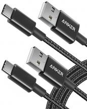 Anker USB C Cable to USB 2.0 [2Pack] 1.8m Double Braided Nylon Type C Charging Cable, Black