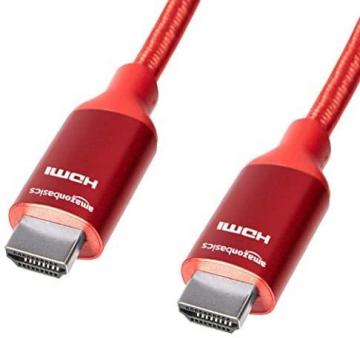 Amazon Basics 10.2 Gbps High-Speed 4K HDMI Cable with Braided Cord, 6-Foot, Red