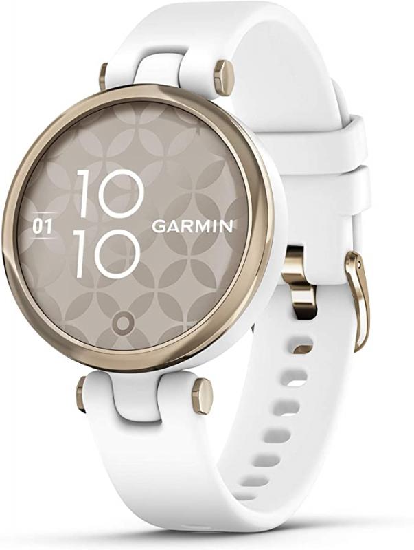 Garmin Lily Smartwatch Sport Edition - Cream Gold Bezel with White Case and Silione Band