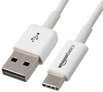 Amazon Basics USB Type-C to USB-A 2.0 Male Charging Cable, 6 Feet (1.8 Meters), White - Pack of 5
