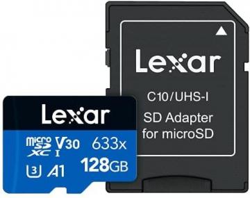 Lexar High-Performance 633x 128GB microSDXC UHS-I Card with SD Adapter