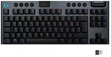 Logitech G915 TKL Tenkeyless Lightspeed Wireless RGB Mechanical Gaming Keyboard,Clicky, Black
