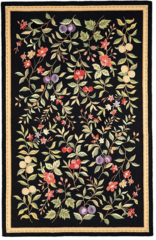 Safavieh Chelsea Collection HK210B Hand-Hooked French Country Wool Accent Rug, 1'8" x 2'6", Black