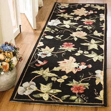 Safavieh Chelsea Collection HK311A Hand-Hooked French Country Wool Runner, 2'6" x 6' , Black