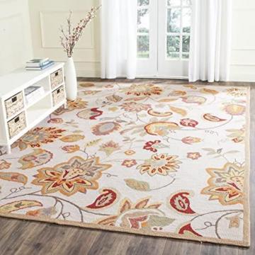Safavieh Four Seasons Collection FRS413B Hand-Hooked Floral Area Rug, 8' x 10', Ivory Yellow