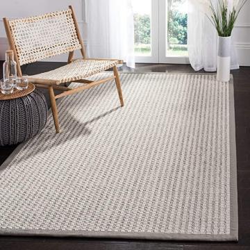 Safavieh Palm Beach Collection PAB615G Hand-Knotted Sisal & Wool Area Rug, 3' x 5', Silver Ivory