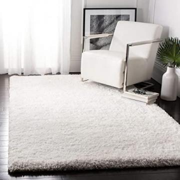 Safavieh Supreme Shag Collection SGS621A Handmade Solid 1.5-inch Thick Area Rug, 4' x 6', Ivory