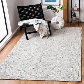 Safavieh Micro-Loop Collection MLP538M Handmade Premium Wool Area Rug, 4' x 6', Blue Ivory