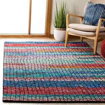 Safavieh Aspen Collection APN519N Handmade Abstract Boho Wool Area Rug, 6' x 9', Navy Red