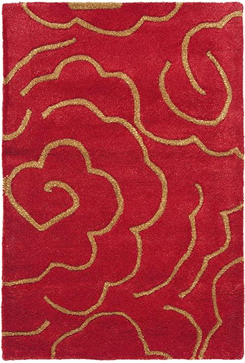 Safavieh Soho Collection SOH812A Handmade Premium Wool & Viscose Accent Rug, 2' x 3', Red