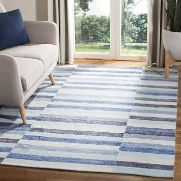Safavieh Striped Kilim Collection STK411B Handmade Flatweave Cotton Area Rug, 4' x 6', Blue