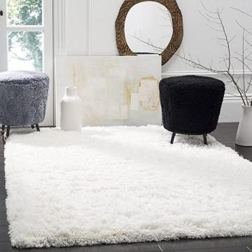 Safavieh Polar Shag Collection PSG800B Solid Glam 3-inch Extra Thick Area Rug, 9' x 12', White