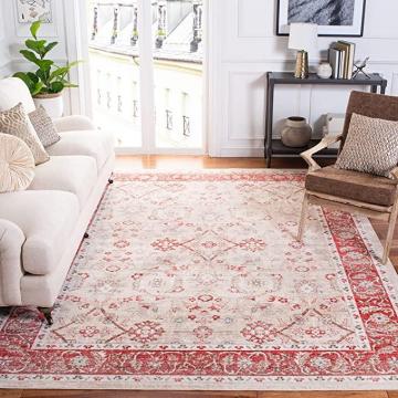 Safavieh Windsor Collection WDS345N Shabby Chic Boho Distressed Area Rug, 8' x 10', Ivory Red
