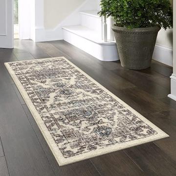 Maples Rugs Distressed Tapestry Vintage Non Slip Runner Rug, 2 x 6, Neutral