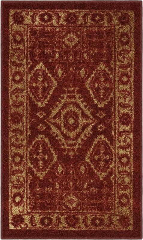 Maples Rugs Georgina Traditional Kitchen Non Skid Accent Area Rug, Red/Gold, 1'8 x 2'10