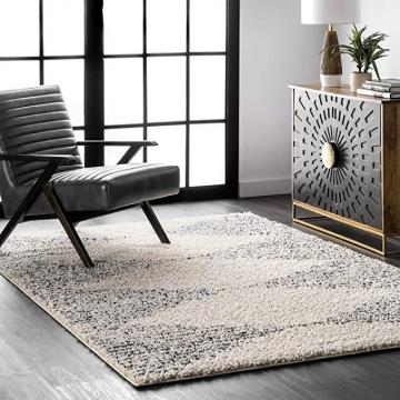 nuLOOM Scarlette Abstract Diamonds Shag Area Rug, 6' Square, Off-white