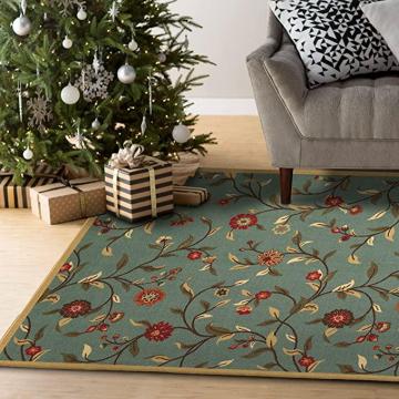 Ottomanson Ottohome Contemporary Leaves Floral Rug, 5' x 6'6", Sage Green