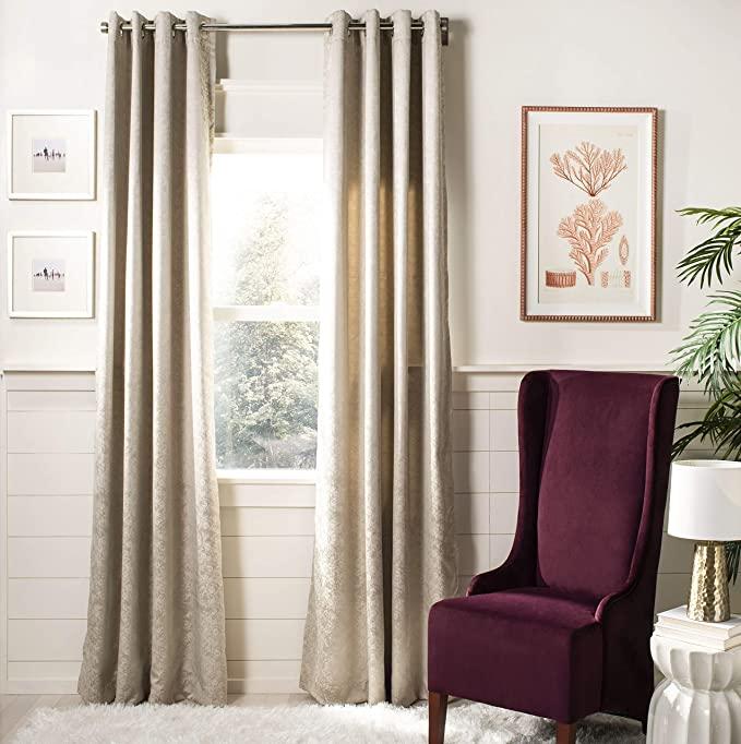Safavieh Home Curtain Betra Beige Sheer 52" x 96" Grommet Window Drape Panel