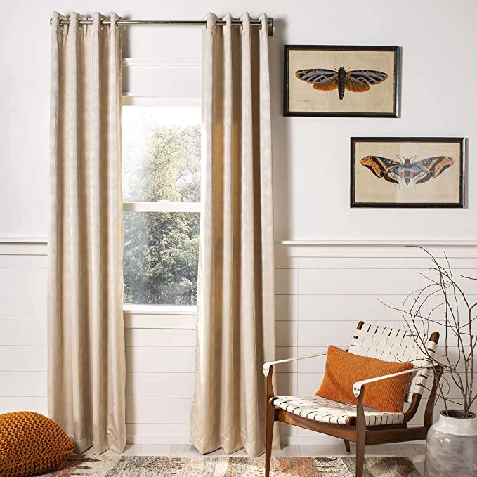 Safavieh Home Curtain Melra Beige Sheer 52" x 96" Grommet Window Drape Panel