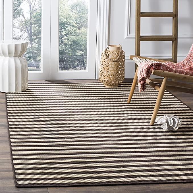 Safavieh Four Seasons Collection FRS650A Handmade Stripe Area Rug, 8' x 10', Ivory Brown