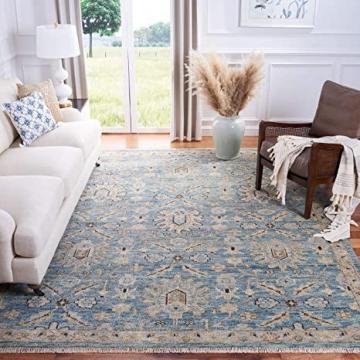 Safavieh Samarkand Collection SRK108M Hand-Knotted Traditional Wool Area Rug 9' x 12' Blue/Beige
