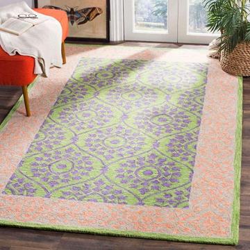 Safavieh Suzani Collection SZN102A Hand-Hooked Boho Premium Wool Area Rug, 3' x 5', Green Violet