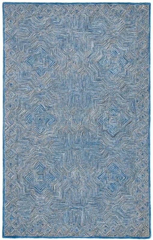 Safavieh Micro-Loop Collection MLP975M Handmade Premium Wool Area Rug, 4' x 6', Blue